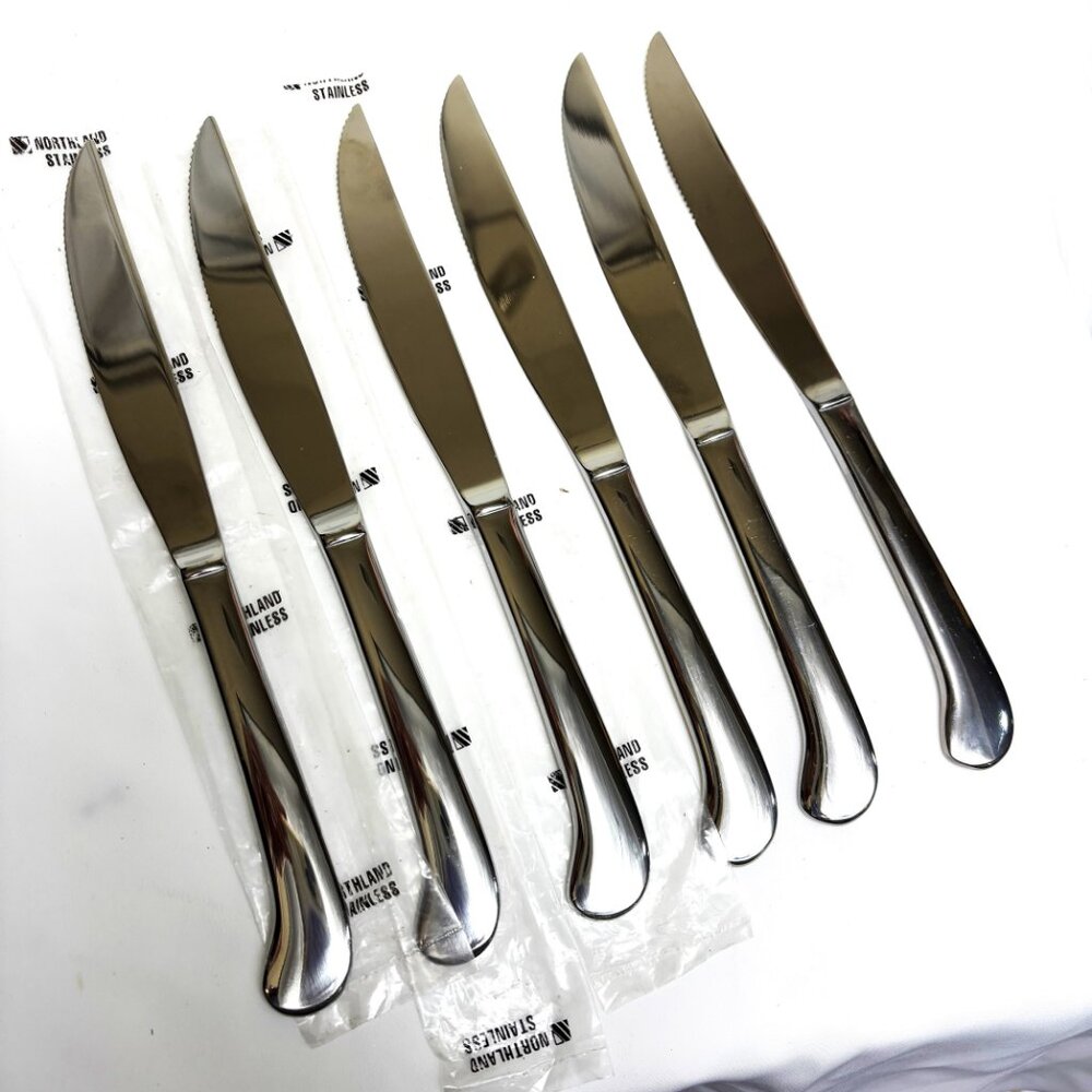 Northland Knives Stainless Set of Six Dinner Pistol Handles Flatwear NWOT